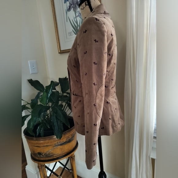 Lilly Pulitzer Corduroy Jacket Blazers Scotie Dogs Lined Elbow Patches Size 4 - Picture 2 of 8